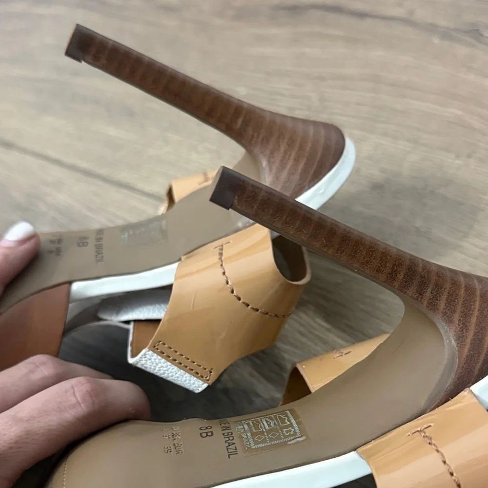 Chic Tan and White Women's Heels - Picture 9 of 9